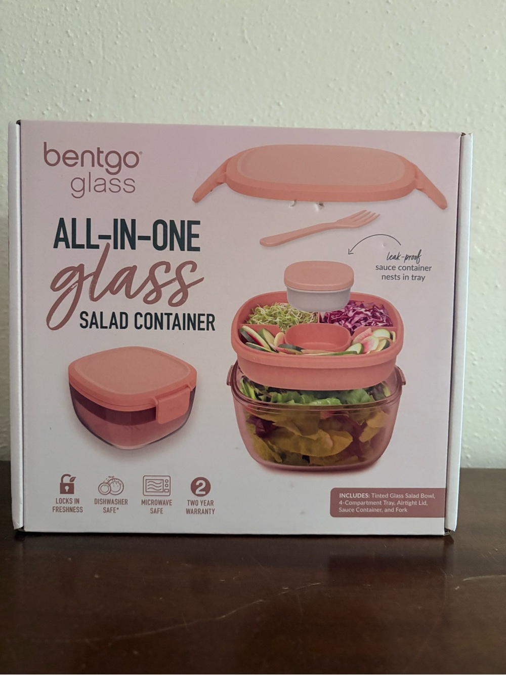 Bentgo Glass All-in-One Salad Container - Pink